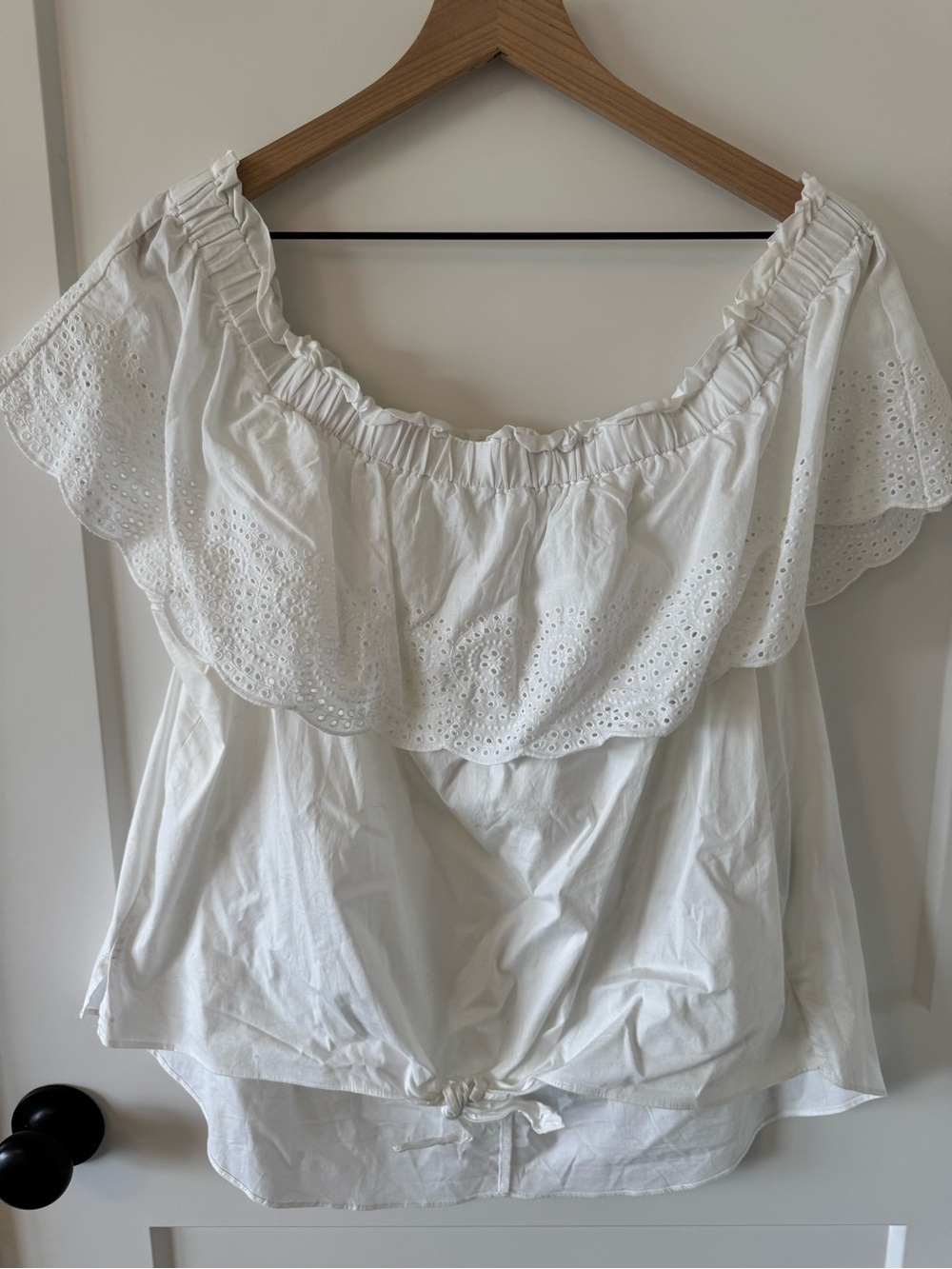 Apt. 9 White Eyelet Off-Shoulder Ruffle Top